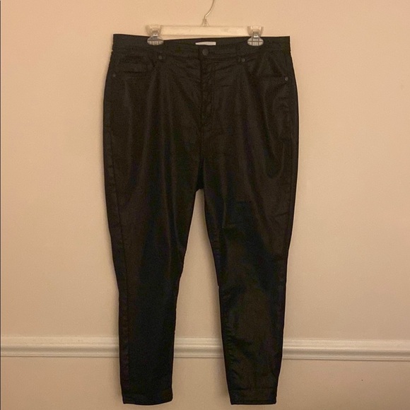 LOFT Curvy Skinny Jeans Women's 33/16 Black Coated Denim - Picture 1 of 6